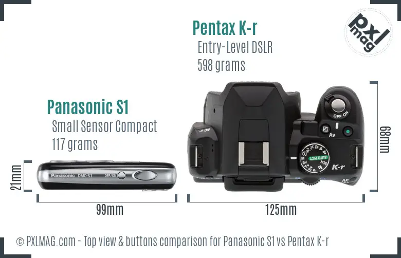 Panasonic S1 vs Pentax K-r top view buttons comparison