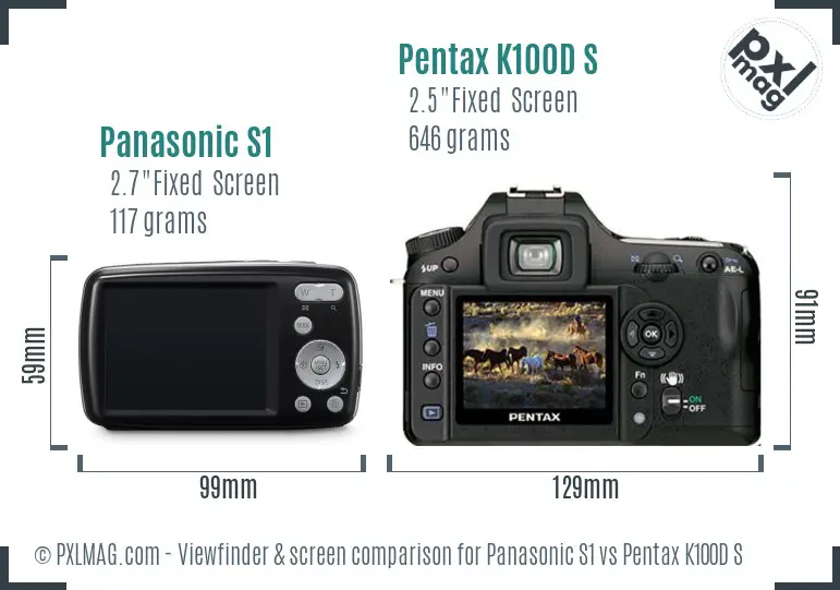 Panasonic S1 vs Pentax K100D S Screen and Viewfinder comparison