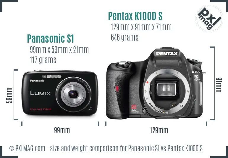 Panasonic S1 vs Pentax K100D S size comparison