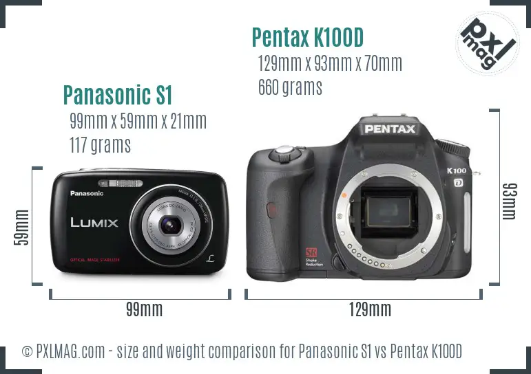 Panasonic S1 vs Pentax K100D size comparison