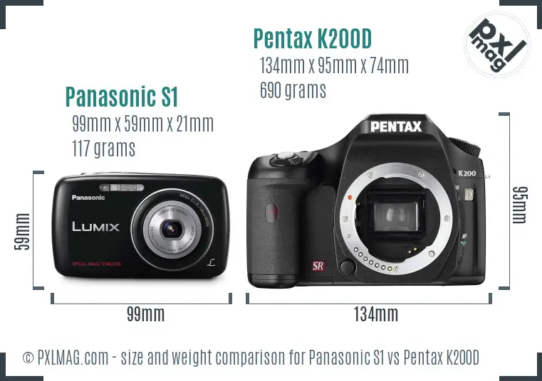 Panasonic S1 vs Pentax K200D size comparison