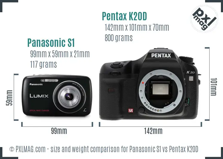 Panasonic S1 vs Pentax K20D size comparison