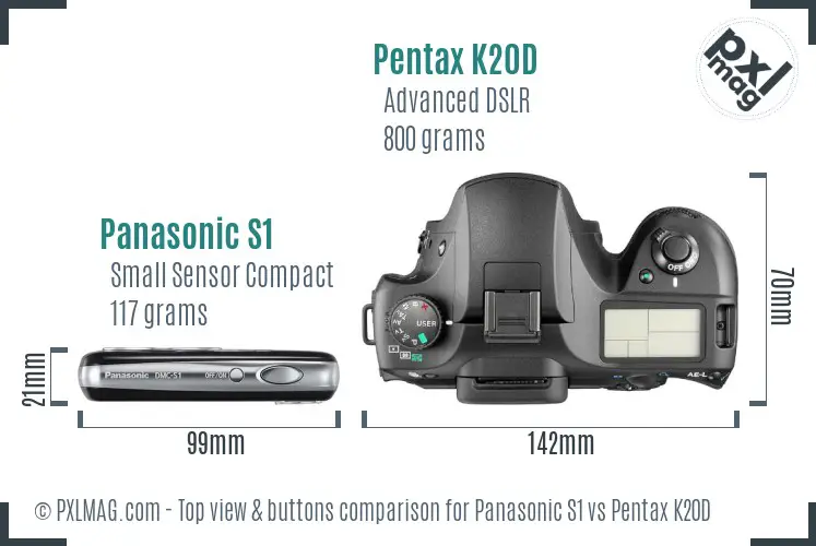 Panasonic S1 vs Pentax K20D top view buttons comparison