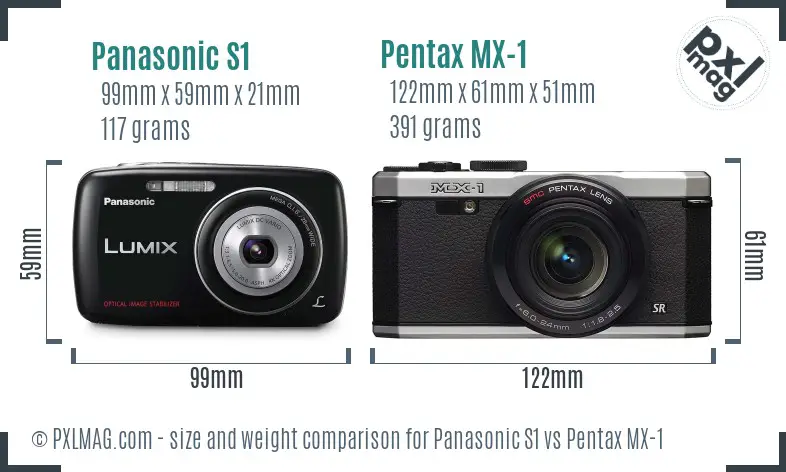 Panasonic S1 vs Pentax MX-1 size comparison