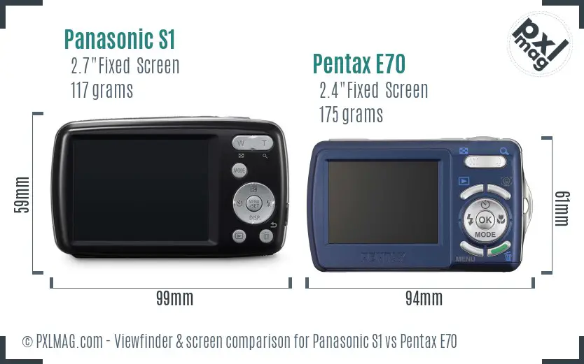 Panasonic S1 vs Pentax E70 Screen and Viewfinder comparison