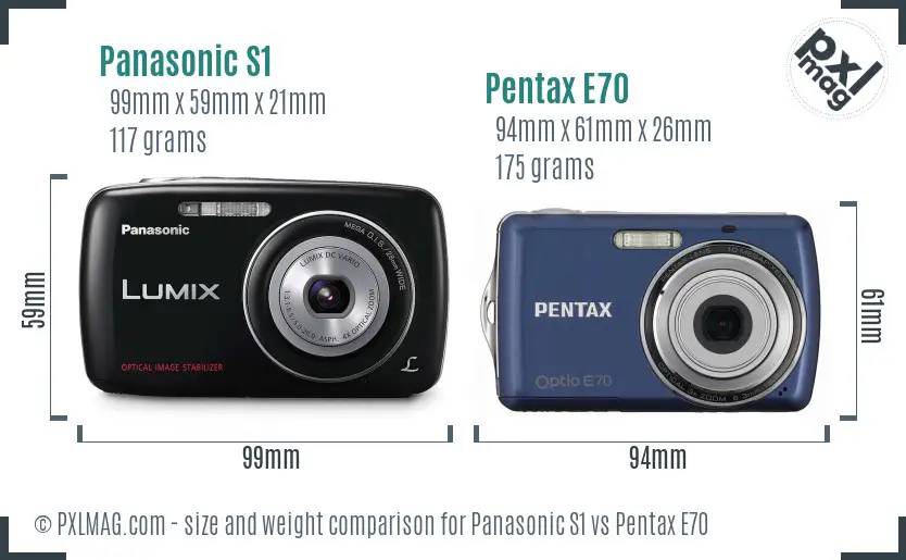 Panasonic S1 vs Pentax E70 size comparison