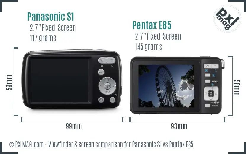 Panasonic S1 vs Pentax E85 Screen and Viewfinder comparison