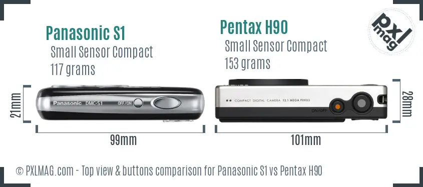 Panasonic S1 vs Pentax H90 top view buttons comparison
