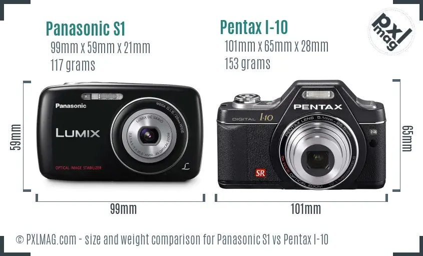 Panasonic S1 vs Pentax I-10 size comparison