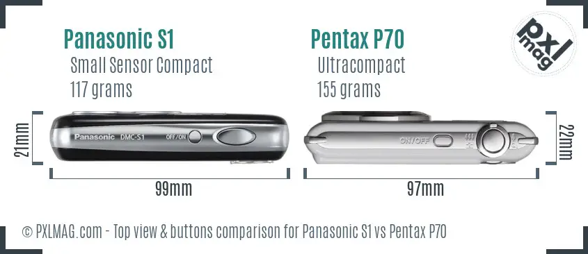 Panasonic S1 vs Pentax P70 top view buttons comparison