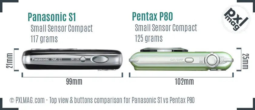 Panasonic S1 vs Pentax P80 top view buttons comparison
