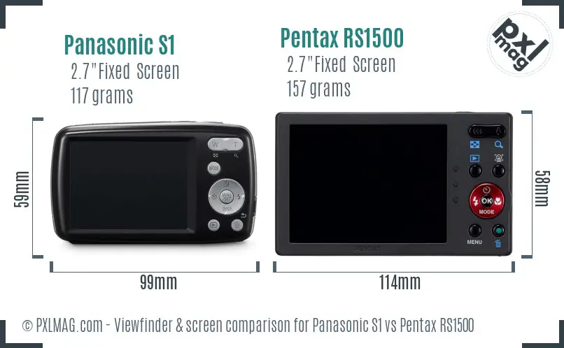 Panasonic S1 vs Pentax RS1500 Screen and Viewfinder comparison