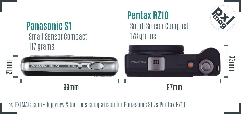 Panasonic S1 vs Pentax RZ10 top view buttons comparison