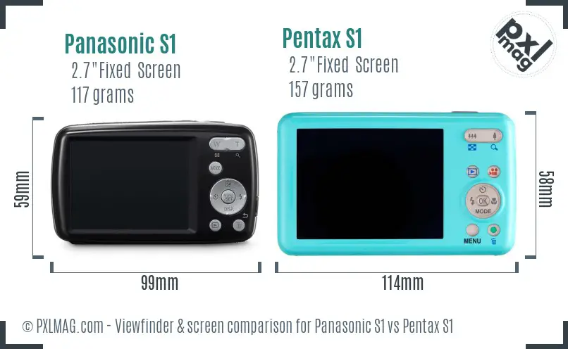 Panasonic S1 vs Pentax S1 Screen and Viewfinder comparison