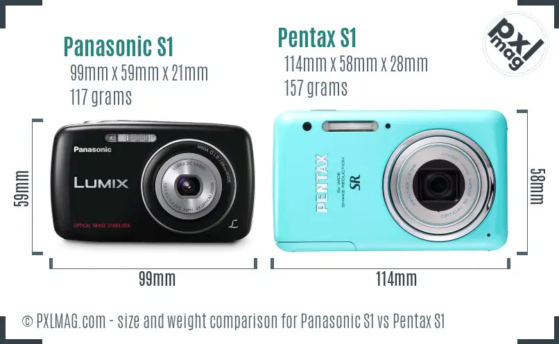 Panasonic S1 vs Pentax S1 size comparison