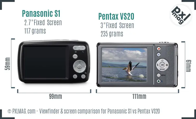 Panasonic S1 vs Pentax VS20 Screen and Viewfinder comparison