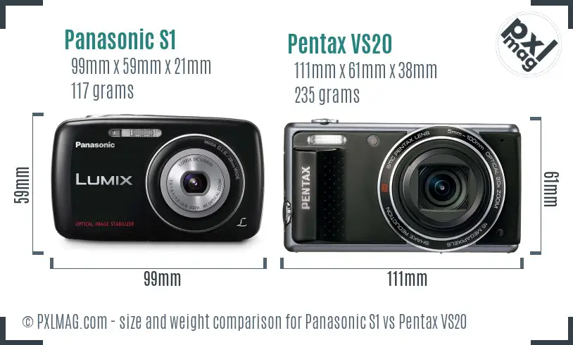 Panasonic S1 vs Pentax VS20 size comparison