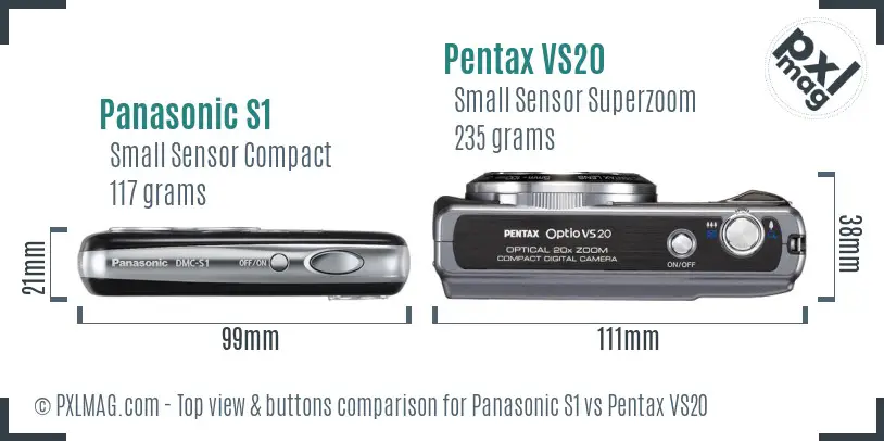 Panasonic S1 vs Pentax VS20 top view buttons comparison