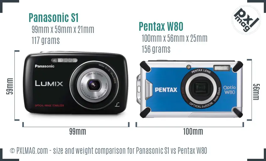 Panasonic S1 vs Pentax W80 size comparison