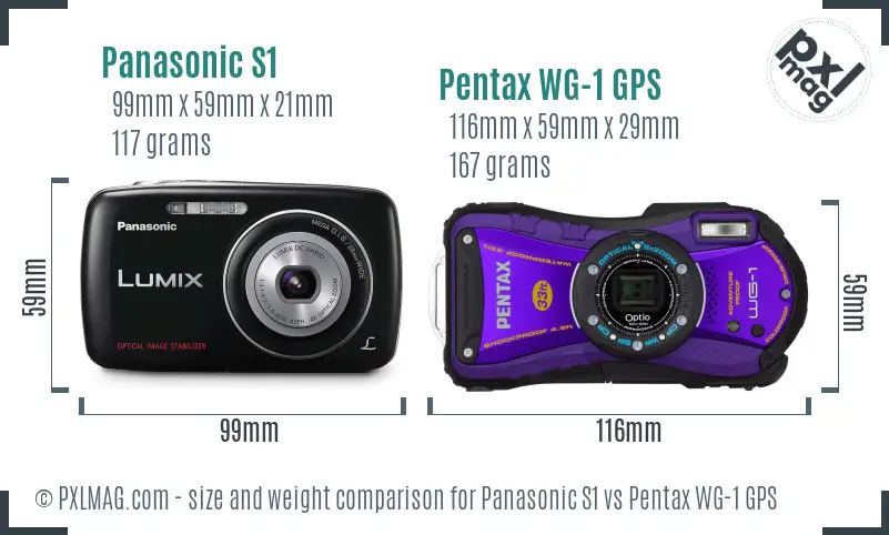 Panasonic S1 vs Pentax WG-1 GPS size comparison