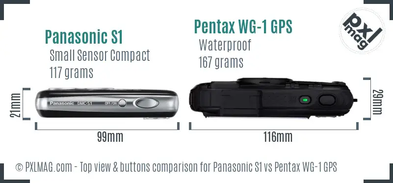 Panasonic S1 vs Pentax WG-1 GPS top view buttons comparison