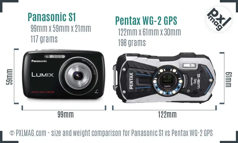 Panasonic S1 vs Pentax WG-2 GPS size comparison