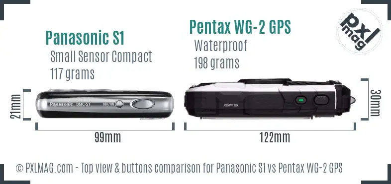 Panasonic S1 vs Pentax WG-2 GPS top view buttons comparison