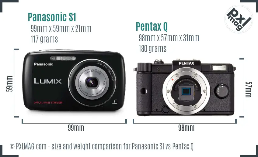 Panasonic S1 vs Pentax Q size comparison