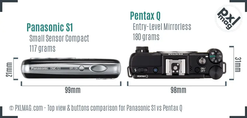 Panasonic S1 vs Pentax Q top view buttons comparison