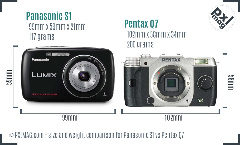 Panasonic S1 vs Pentax Q7 size comparison Panasonic S1 vs Pentax Q7 size comparison