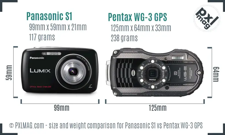 Panasonic S1 vs Pentax WG-3 GPS size comparison