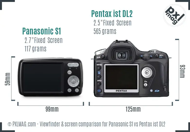 Panasonic S1 vs Pentax ist DL2 Screen and Viewfinder comparison