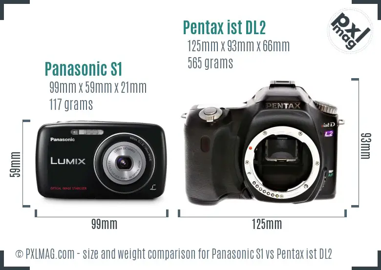 Panasonic S1 vs Pentax ist DL2 size comparison