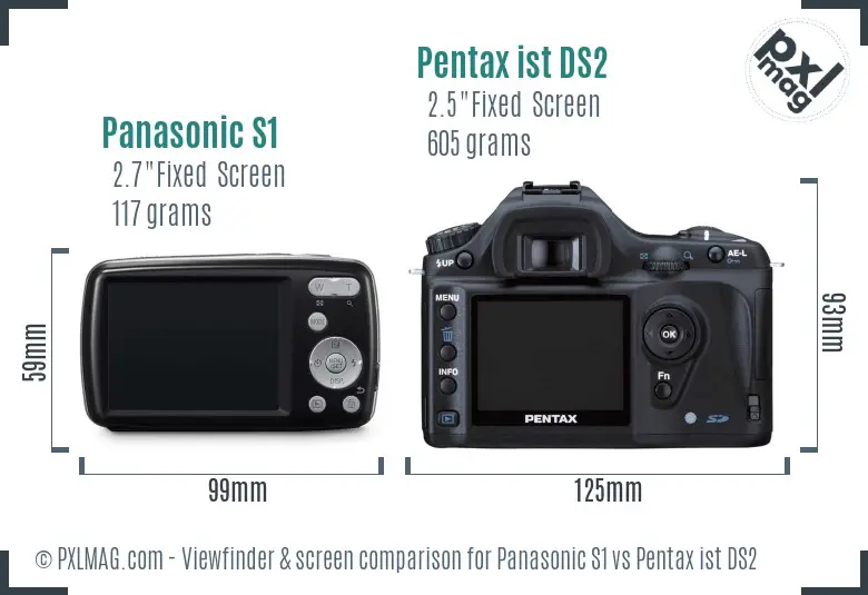 Panasonic S1 vs Pentax ist DS2 Screen and Viewfinder comparison