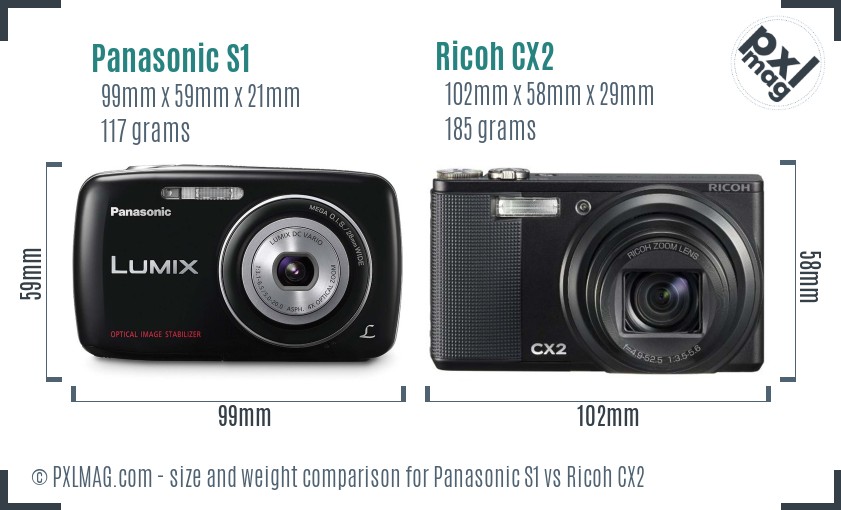 Panasonic S1 vs Ricoh CX2 size comparison Panasonic S1 vs Ricoh CX2 size comparison