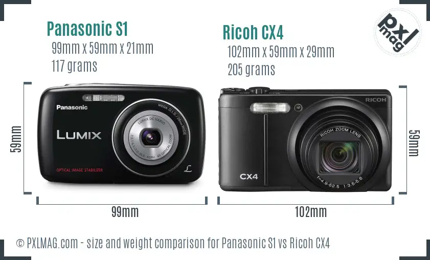 Panasonic S1 vs Ricoh CX4 size comparison