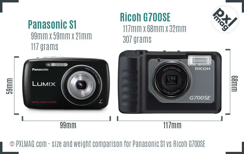 Panasonic S1 vs Ricoh G700SE size comparison