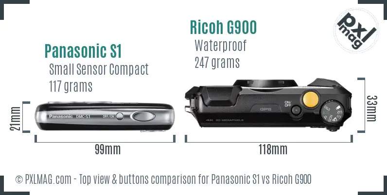Panasonic S1 vs Ricoh G900 top view buttons comparison Panasonic S1 vs Ricoh G900 top view buttons comparison