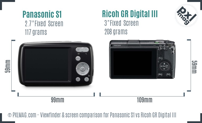 Panasonic S1 vs Ricoh GR Digital III Screen and Viewfinder comparison