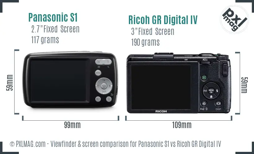 Panasonic S1 vs Ricoh GR Digital IV Screen and Viewfinder comparison