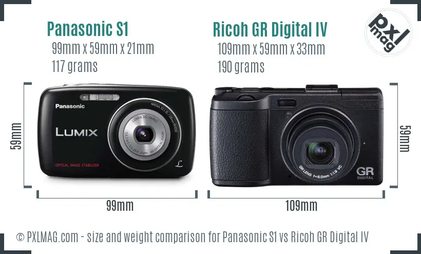 Panasonic S1 vs Ricoh GR Digital IV size comparison