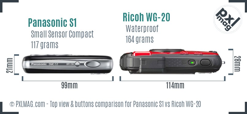 Panasonic S1 vs Ricoh WG-20 top view buttons comparison