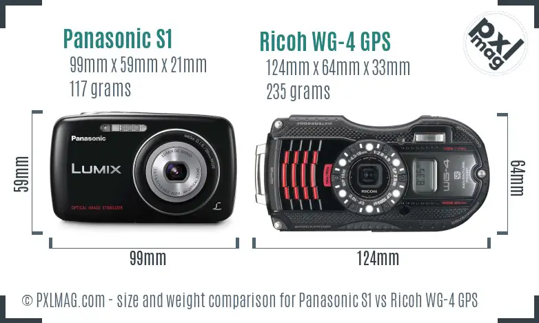 Panasonic S1 vs Ricoh WG-4 GPS size comparison