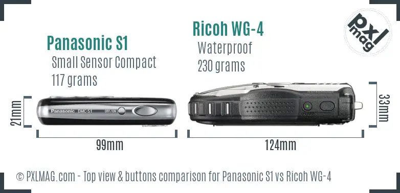 Panasonic S1 vs Ricoh WG-4 top view buttons comparison Panasonic S1 vs Ricoh WG-4 top view buttons comparison