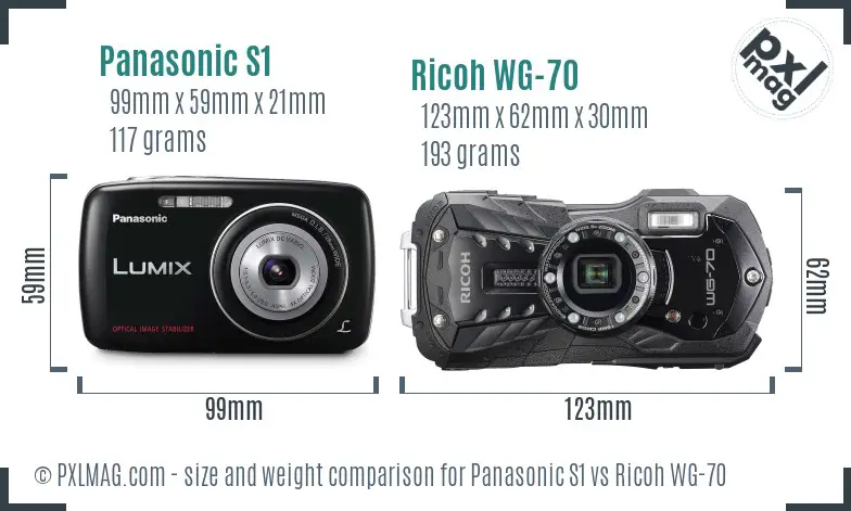 Panasonic S1 vs Ricoh WG-70 size comparison