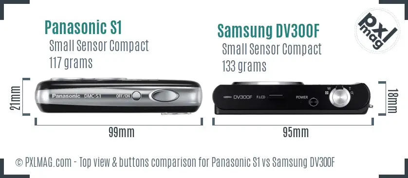 Panasonic S1 vs Samsung DV300F top view buttons comparison