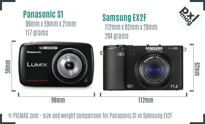 Panasonic S1 vs Samsung EX2F size comparison