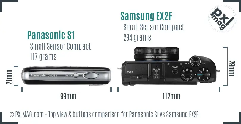 Panasonic S1 vs Samsung EX2F top view buttons comparison
