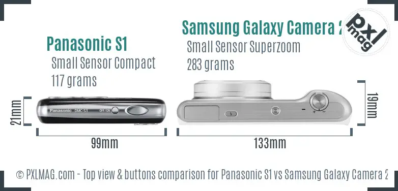 Panasonic S1 vs Samsung Galaxy Camera 2 top view buttons comparison