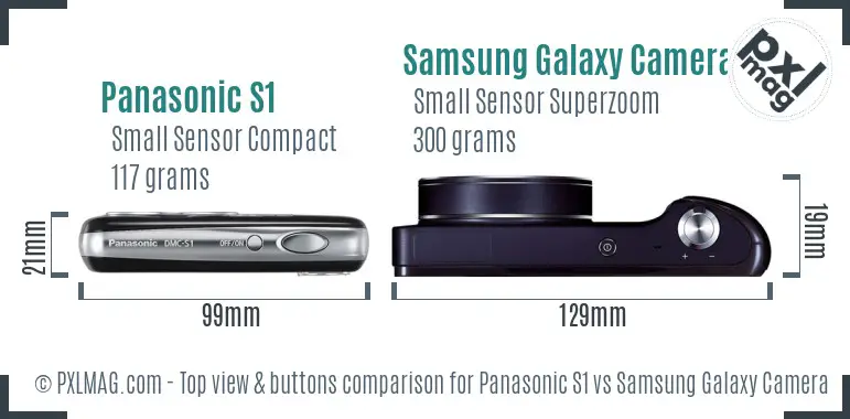 Panasonic S1 vs Samsung Galaxy Camera top view buttons comparison Panasonic S1 vs Samsung Galaxy Camera top view buttons comparison
